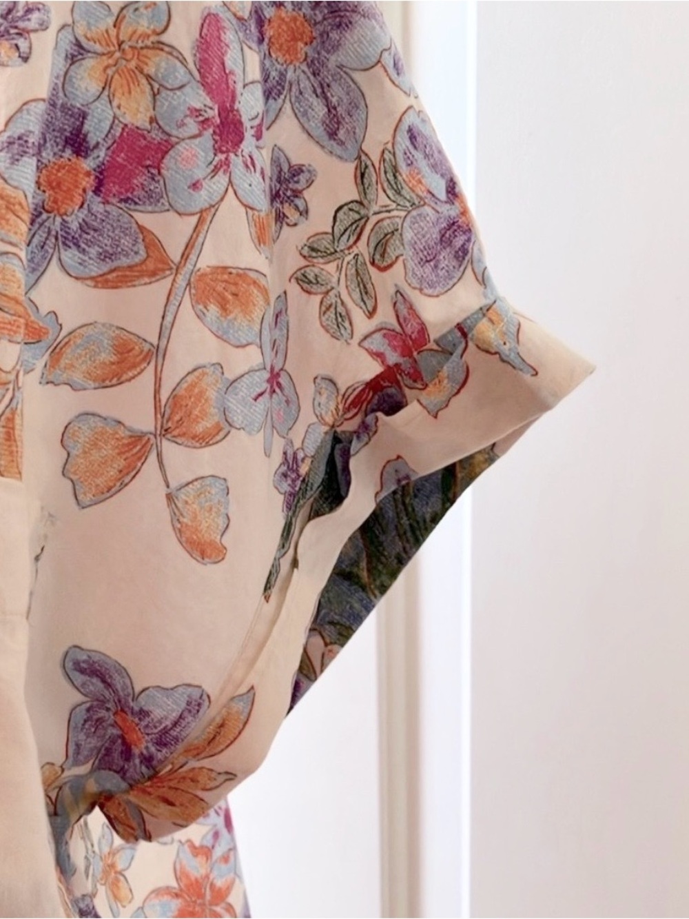 Mango Floral Pattern Shirt Cotton Short Sleeve Multicolor Size 8 - Picture 9 of 14